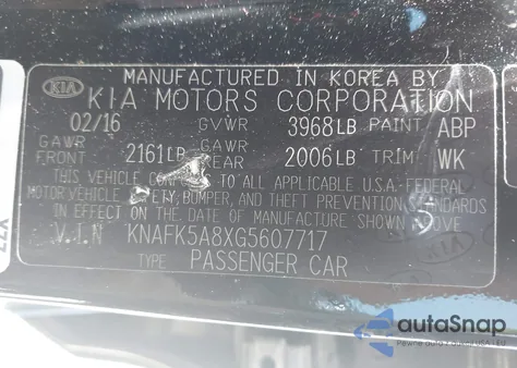 2016 Kia Forte Lx из США, поврежденный, VIN KNAFK5A8XG5607717